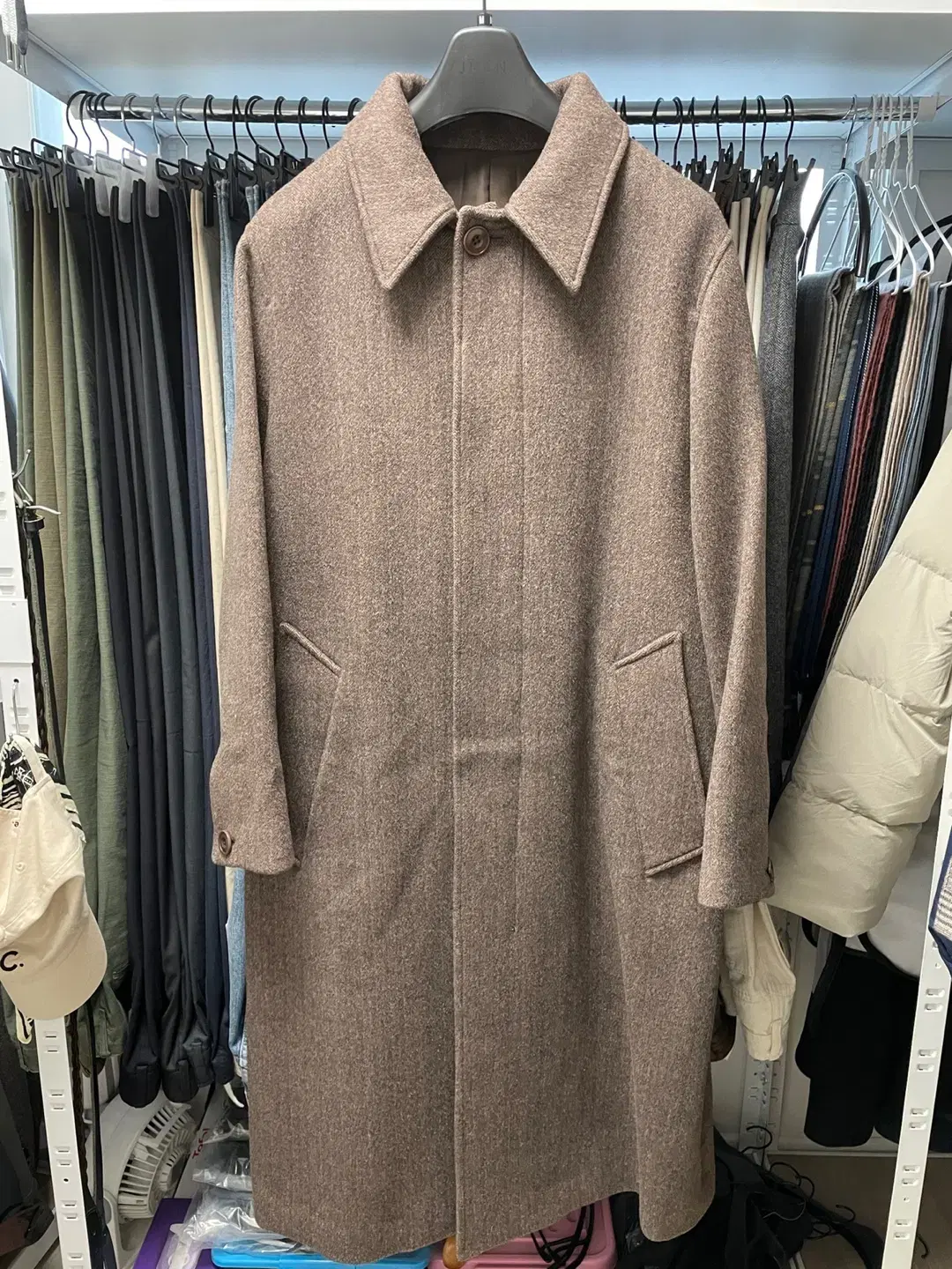 [Zuu] Oversized Balmacan Coat (Herringbone Brown) M size sells