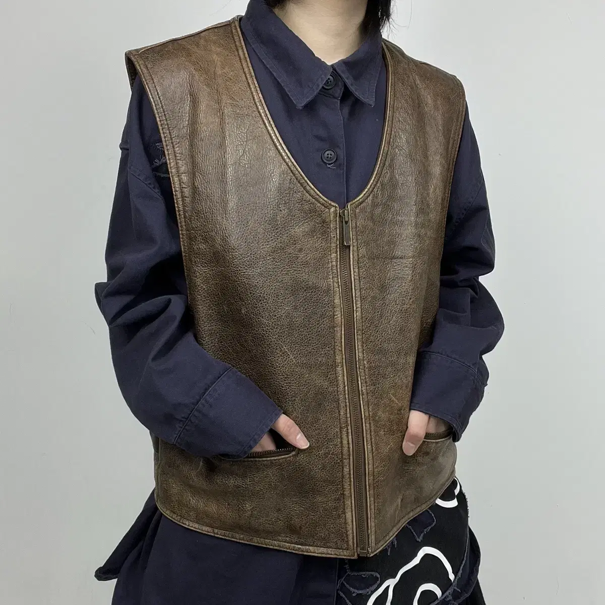 1990s Esprit leather 레더 베스트 자켓