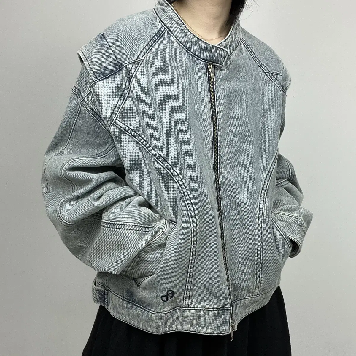 (Free Shipping) 2024 No Manual Two-Way Denim Biker Jacket