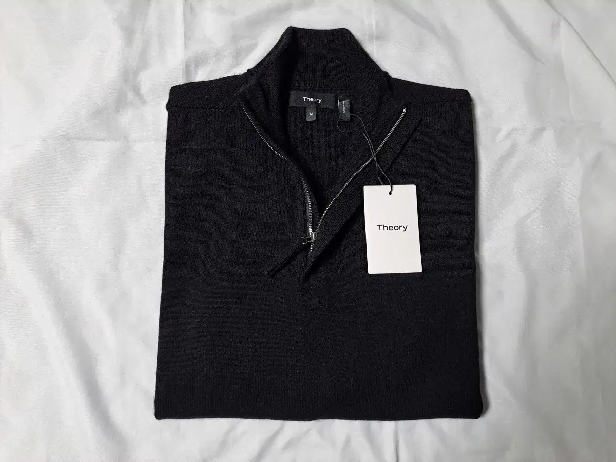 (New/M) Terry Cashmere100 Half Zip Black