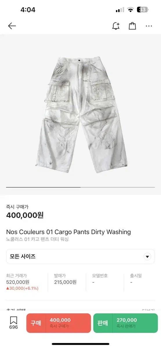 No Cools 01 Cargo Pants Dirty Wash Size 1