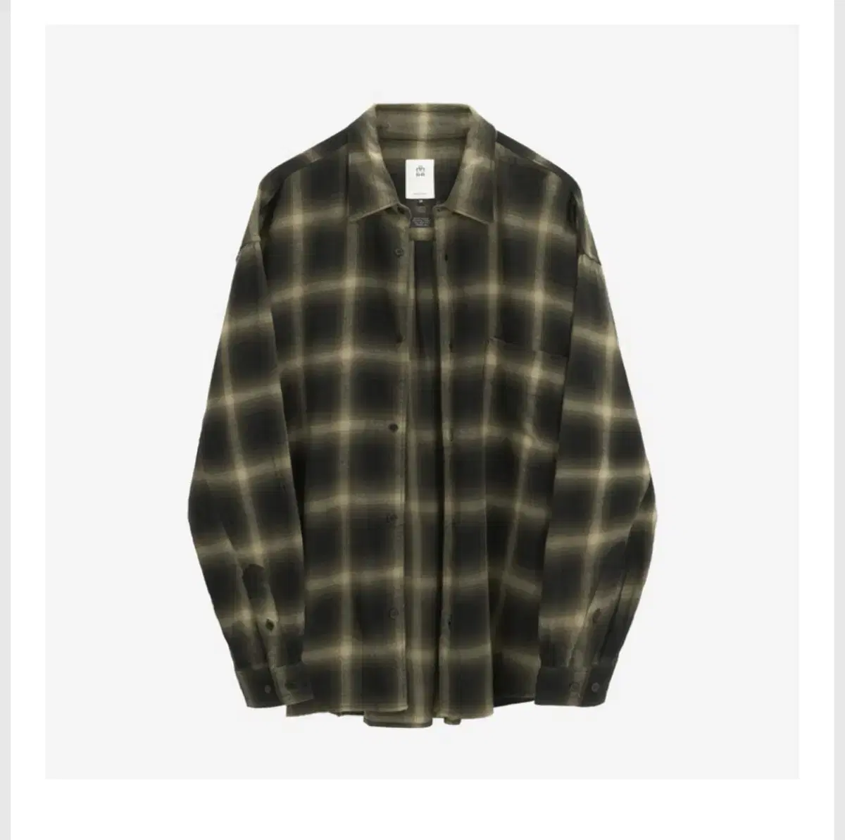 (3) Polyester loose check shirt yel brown ombré