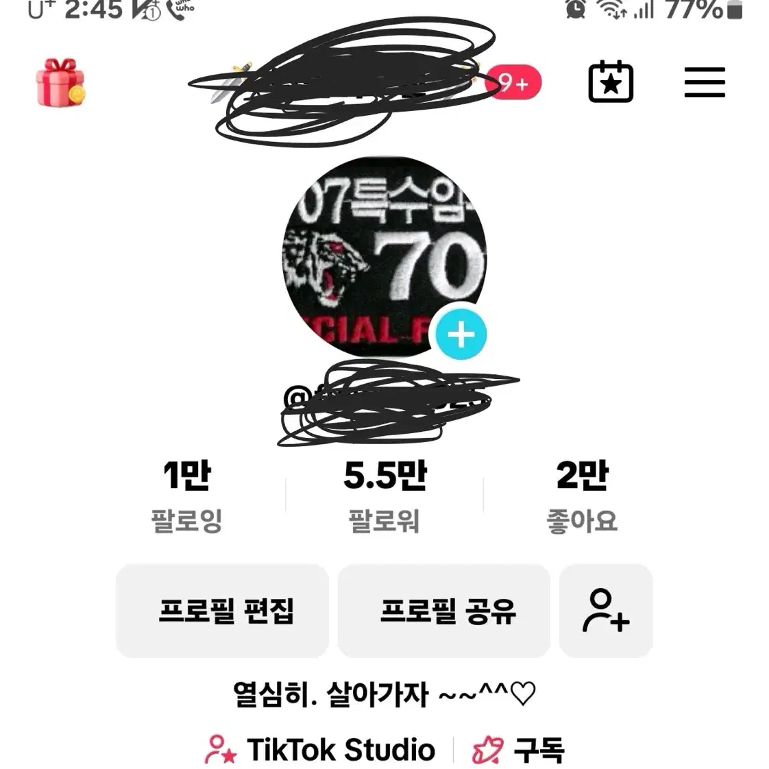 틱톡38레벨 팔로워 5만5000