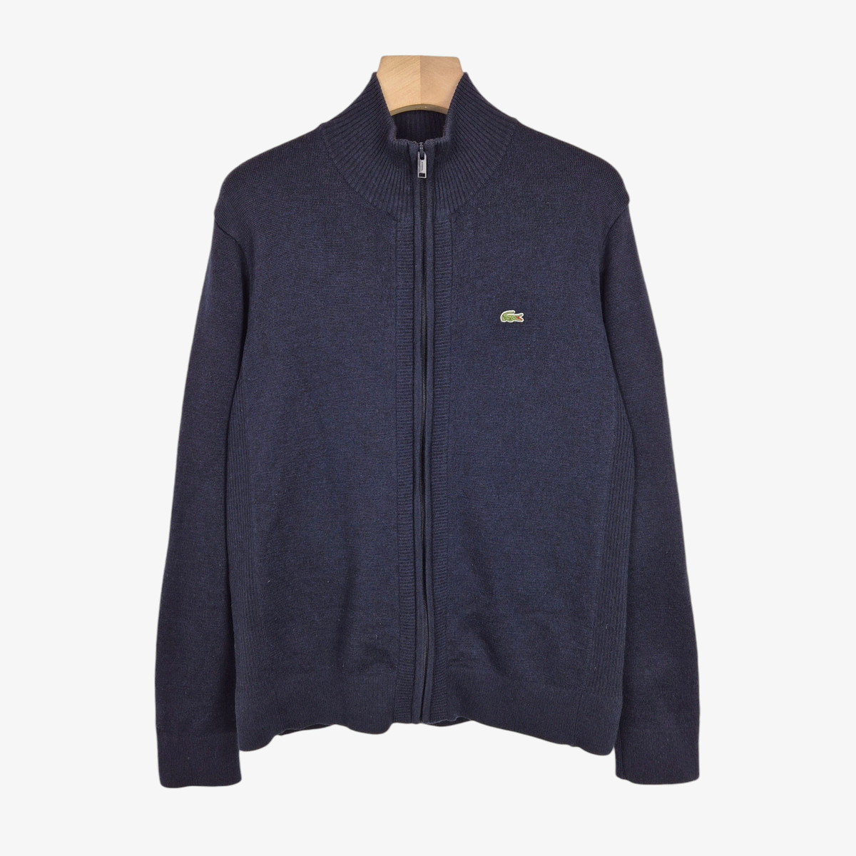 [100] Lacoste navy zip-up wool cardigan