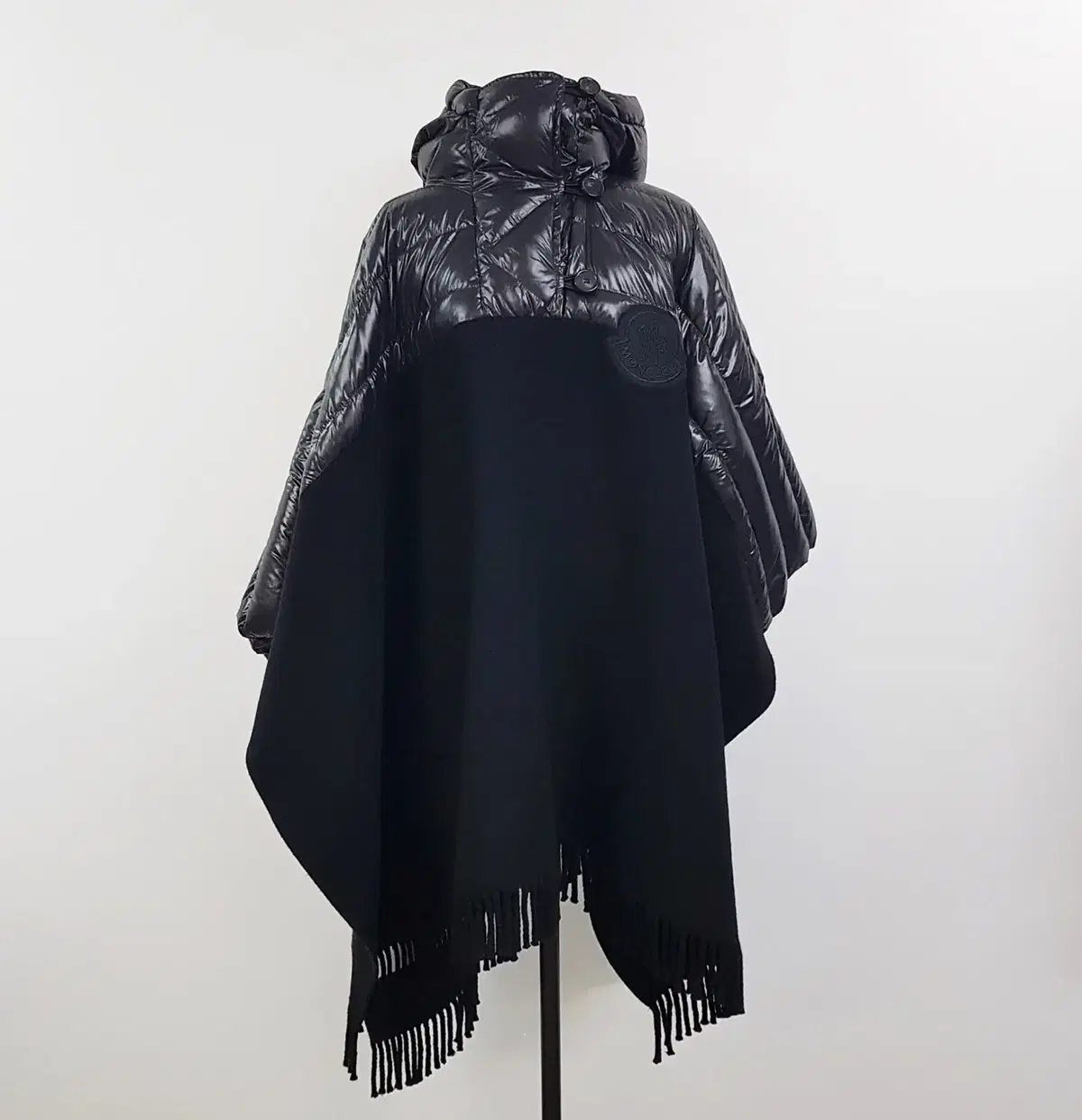 Genuine) Moncler Logo Fringe Padded Cape