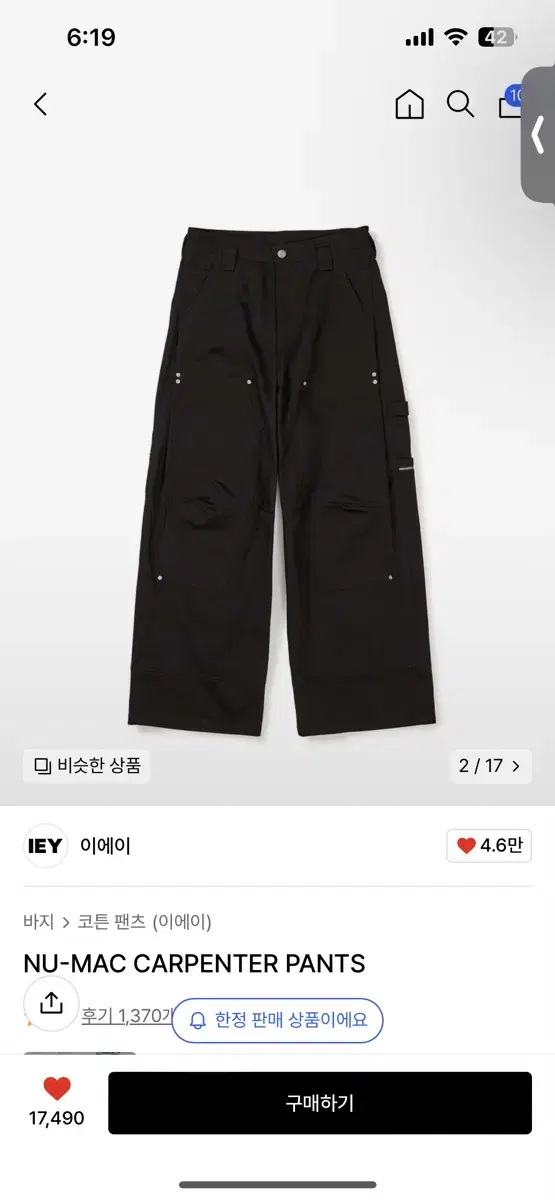 Iggy Carpenter Pants Black L