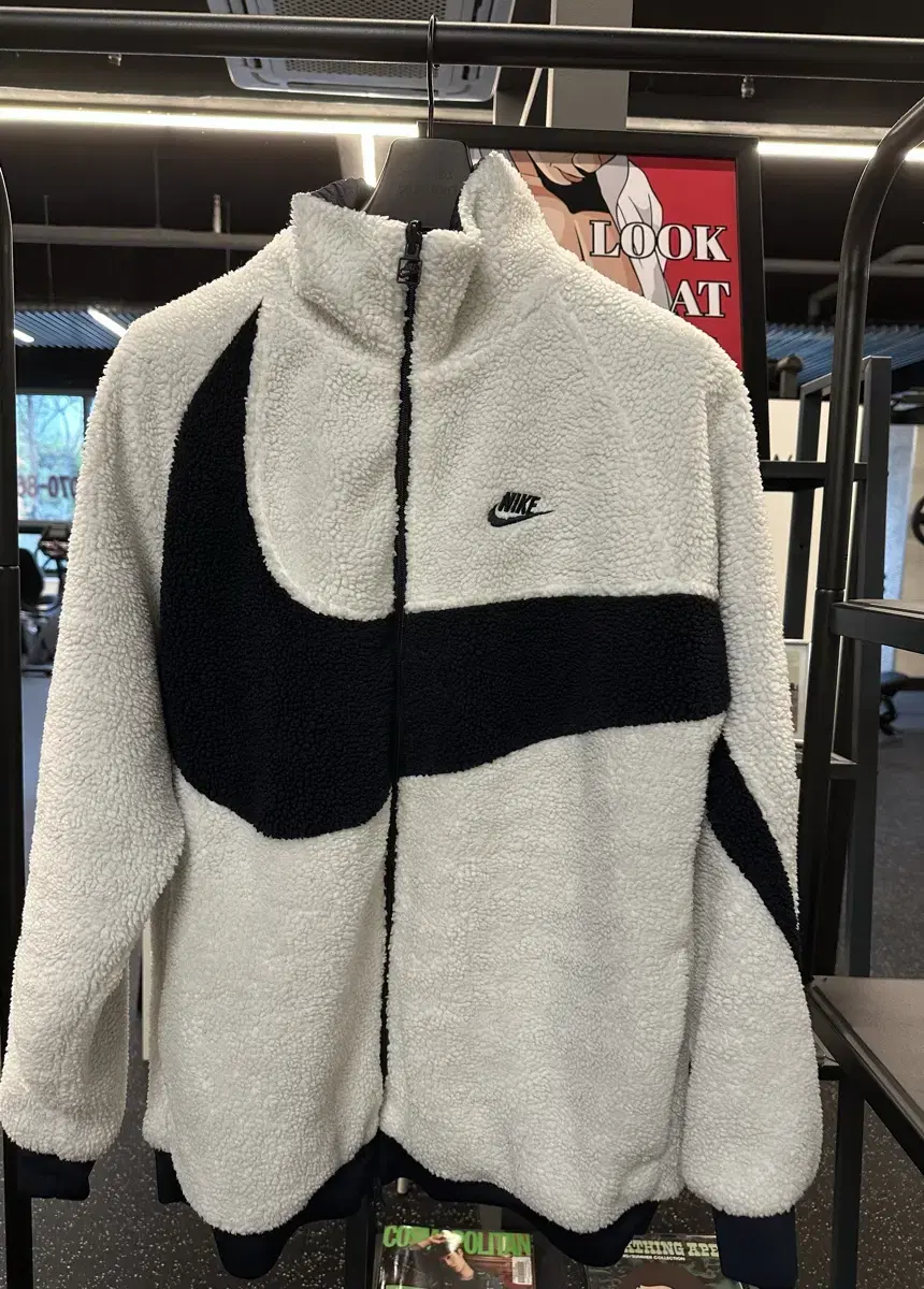 Nike Big Swoosh Reversible Fleece Jacket White Navy XL