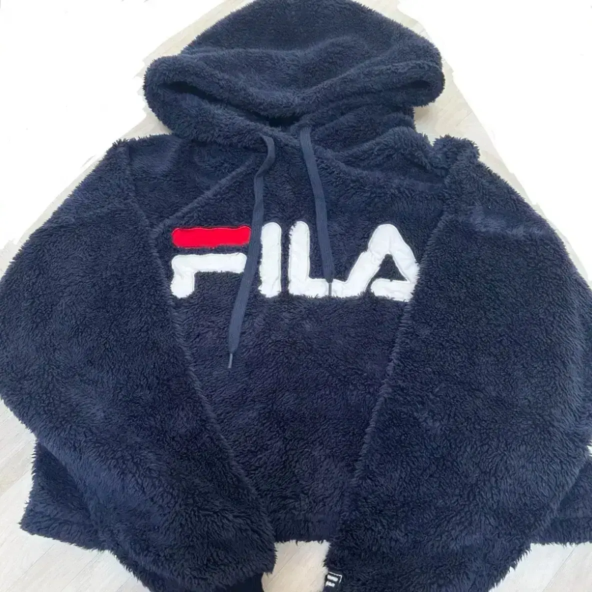 휠라 FILA X WEGO 일본 한정판 퍼 크롭 후드티