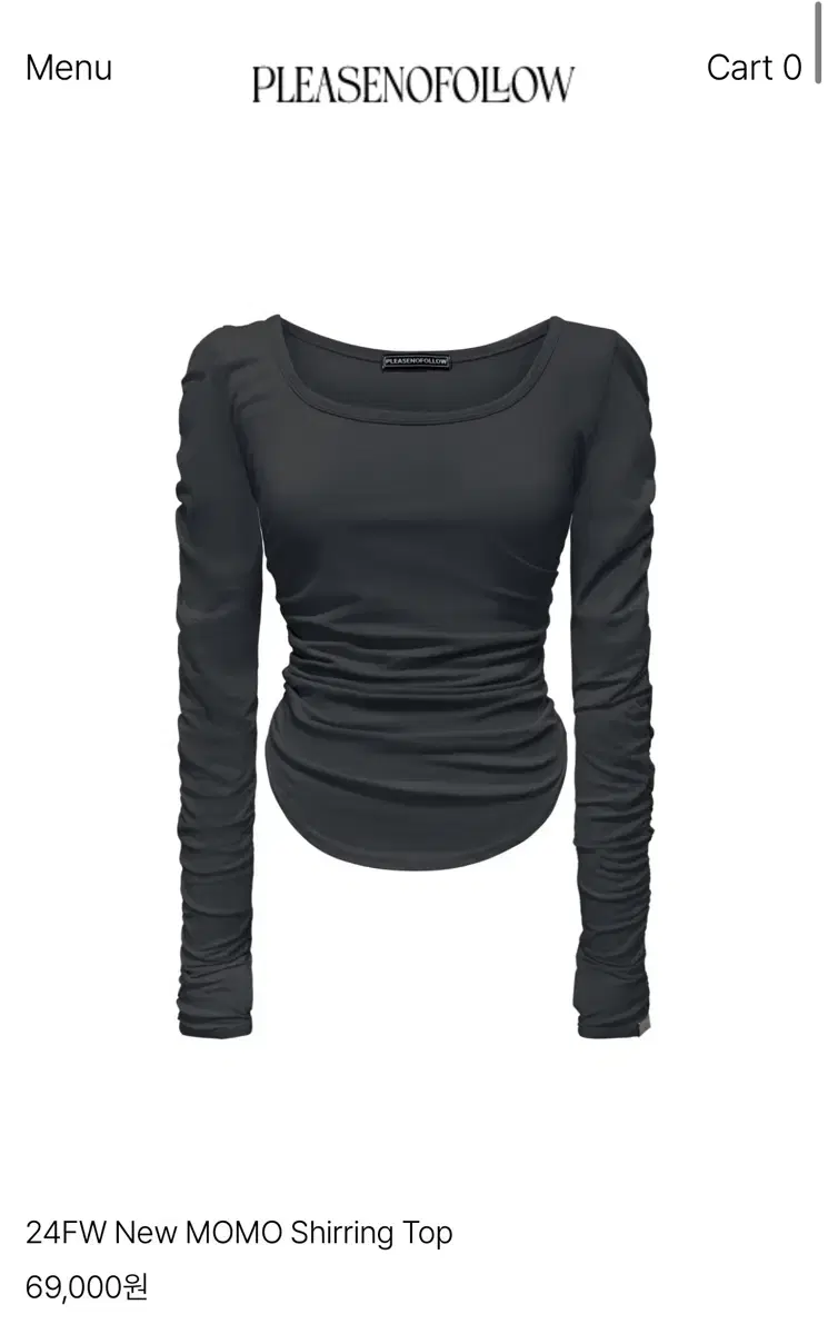 24FW New MOMO Shirring Top Deep Charcoal