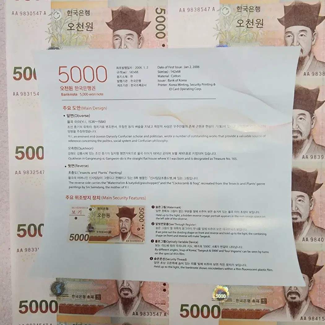 2021년 5000원 연결전지 은행권16면부