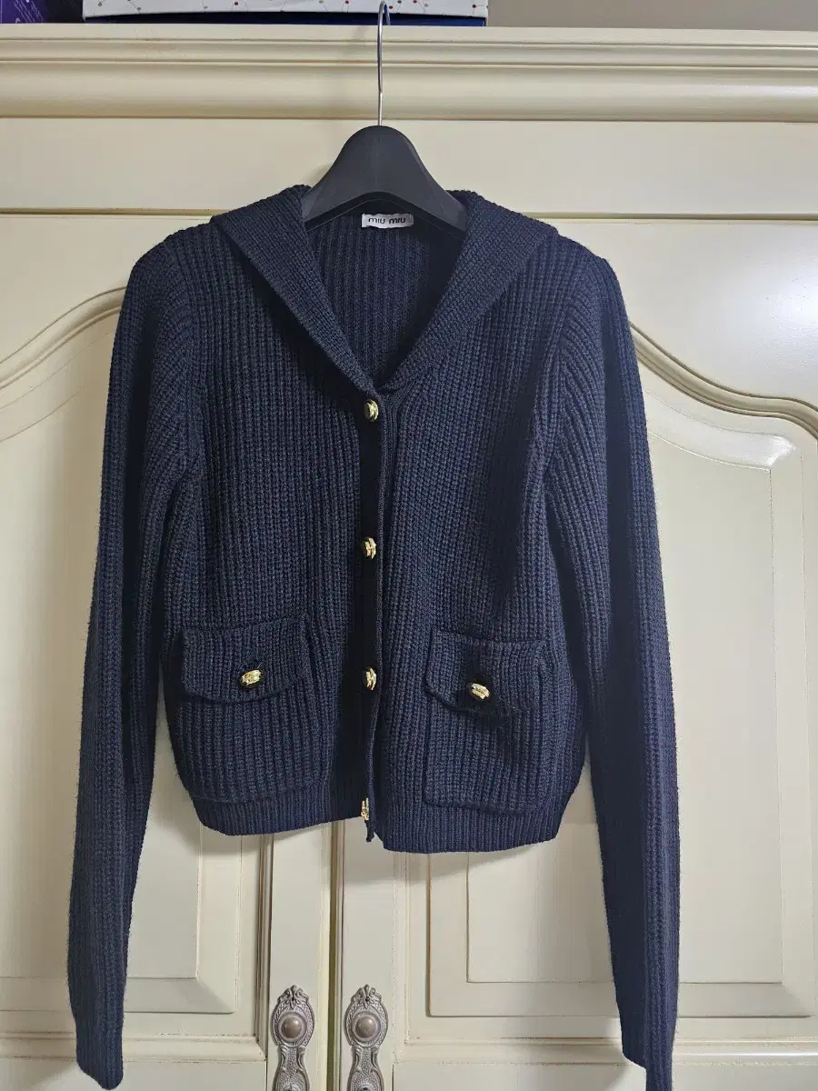 Navy cropped cardigan