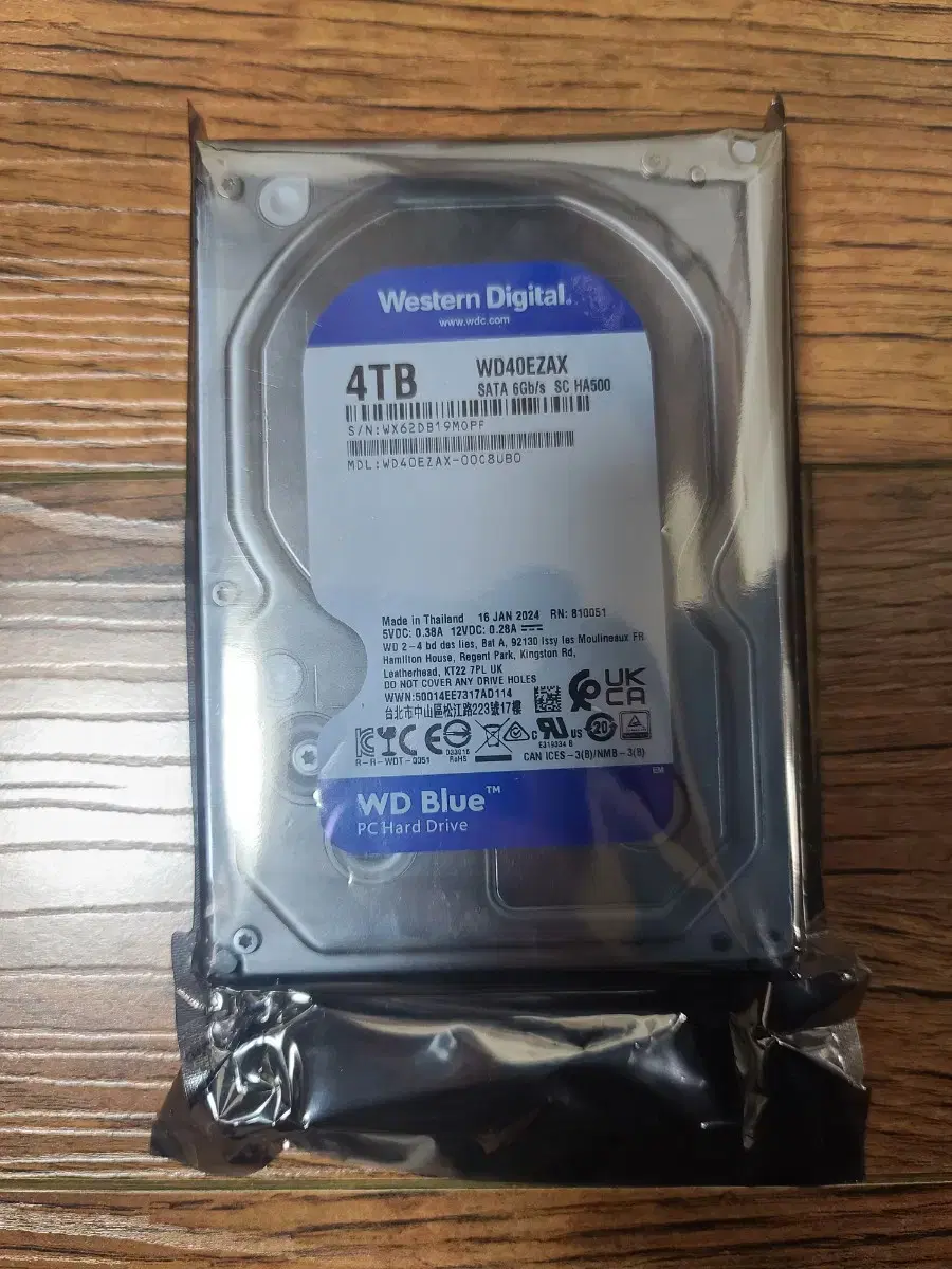 WD BLUE HDD 4TB WD40EZAX 데스크탑 SATA3 하드디스