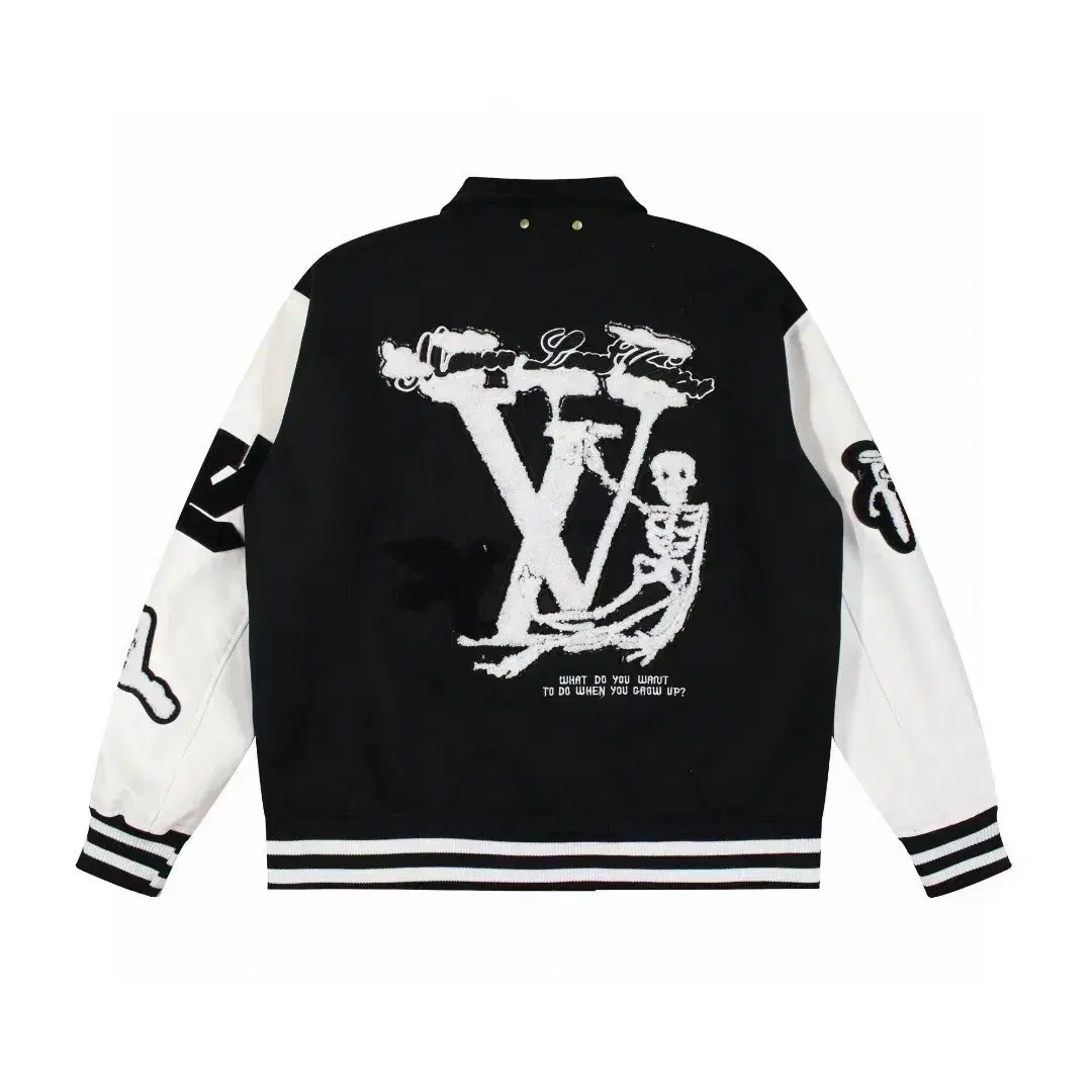 LOUIS VUITTONLouis Vuitton Green Leaf Adenoma Black and White Color Block Baseball Jumper