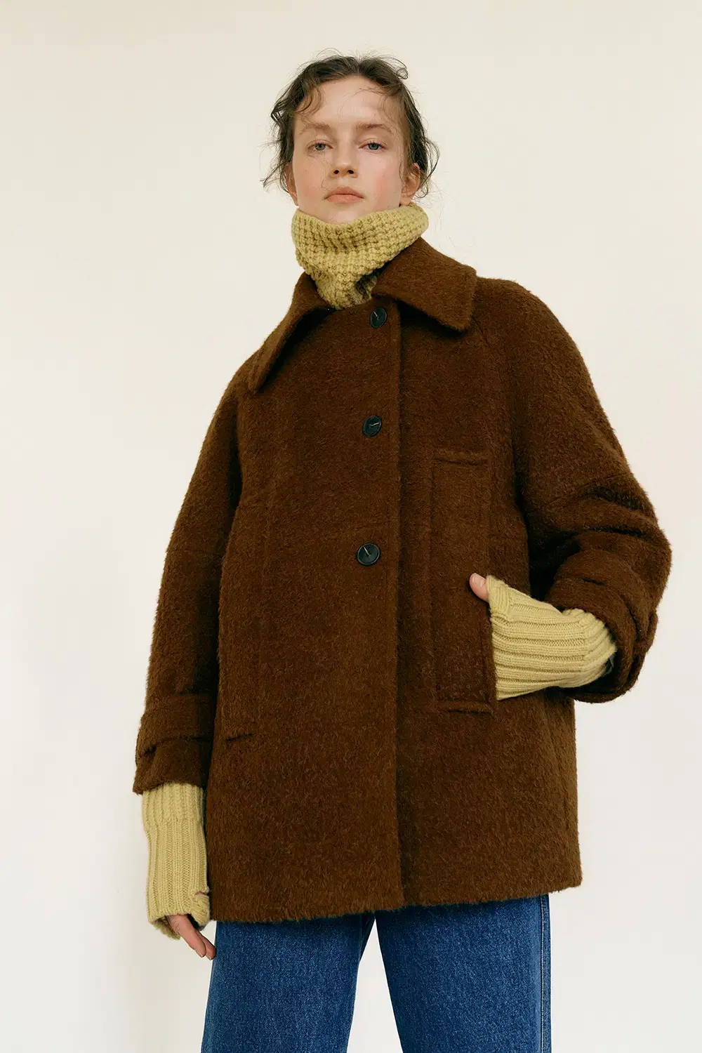 메종마레 FANCY WOOL HALF COAT [CAMEL]