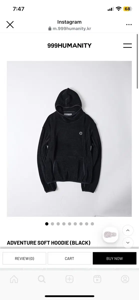 999휴머니티 ADVENTURE SOFT HOODIE (BLACK)