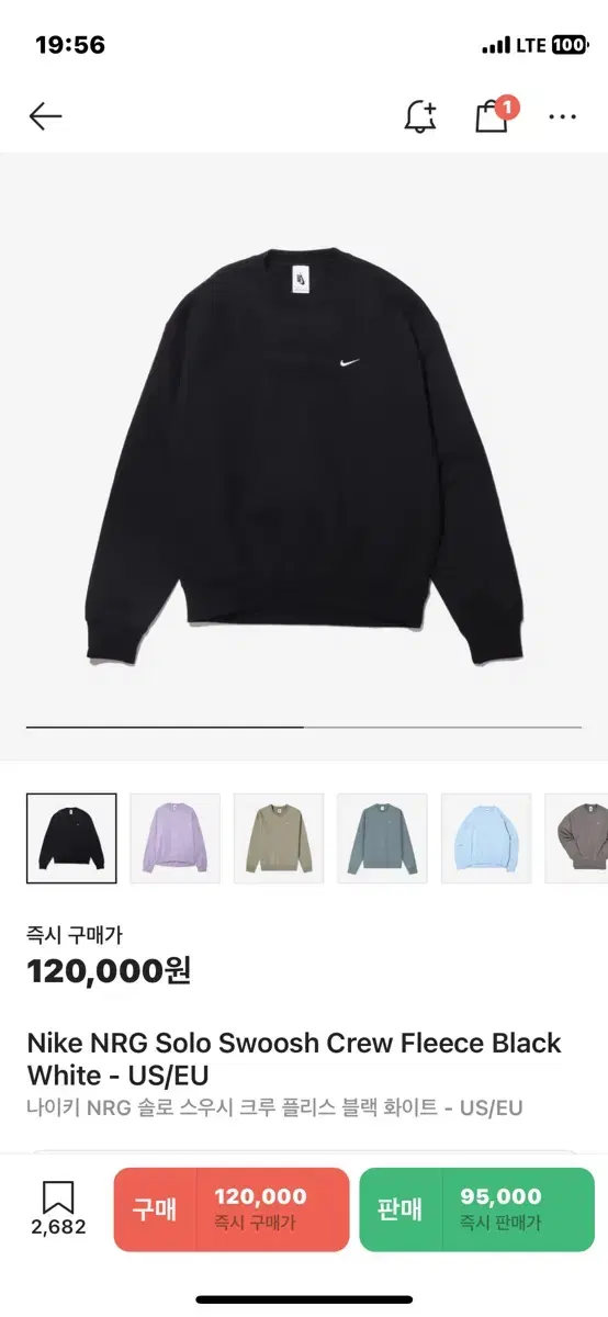 [OverseasXXL]Nike Labs NRG Solo Swoosh Crew Man-To-Man Black US/EU