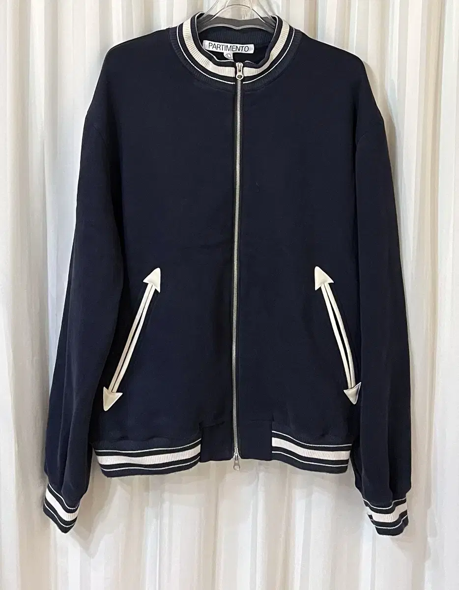 (NEW) Partimento Navy Brushed Jumper Two Way Zip Unisex