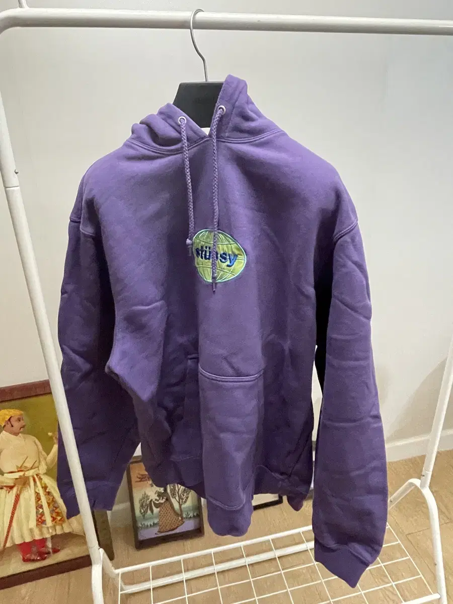 [L] Stussy Nylon Patch Purple Hoodie