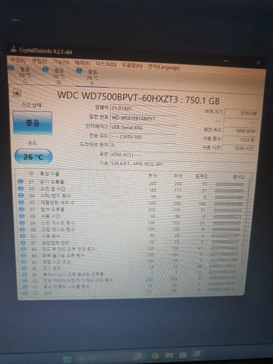 wd 외장하드 750기가