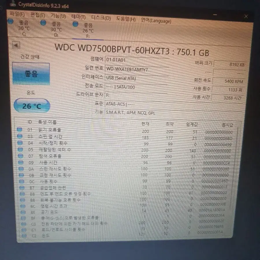 wd 외장하드 750기가