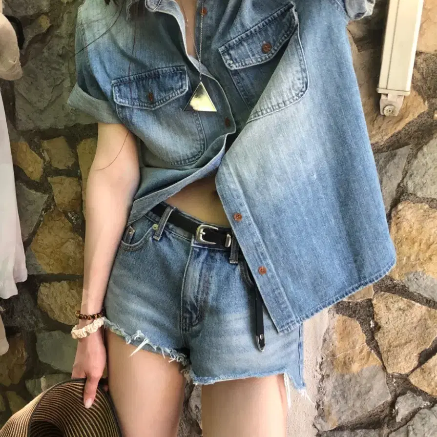 (시즌오프 할인) 714center KITSCH DENIM SHORTS