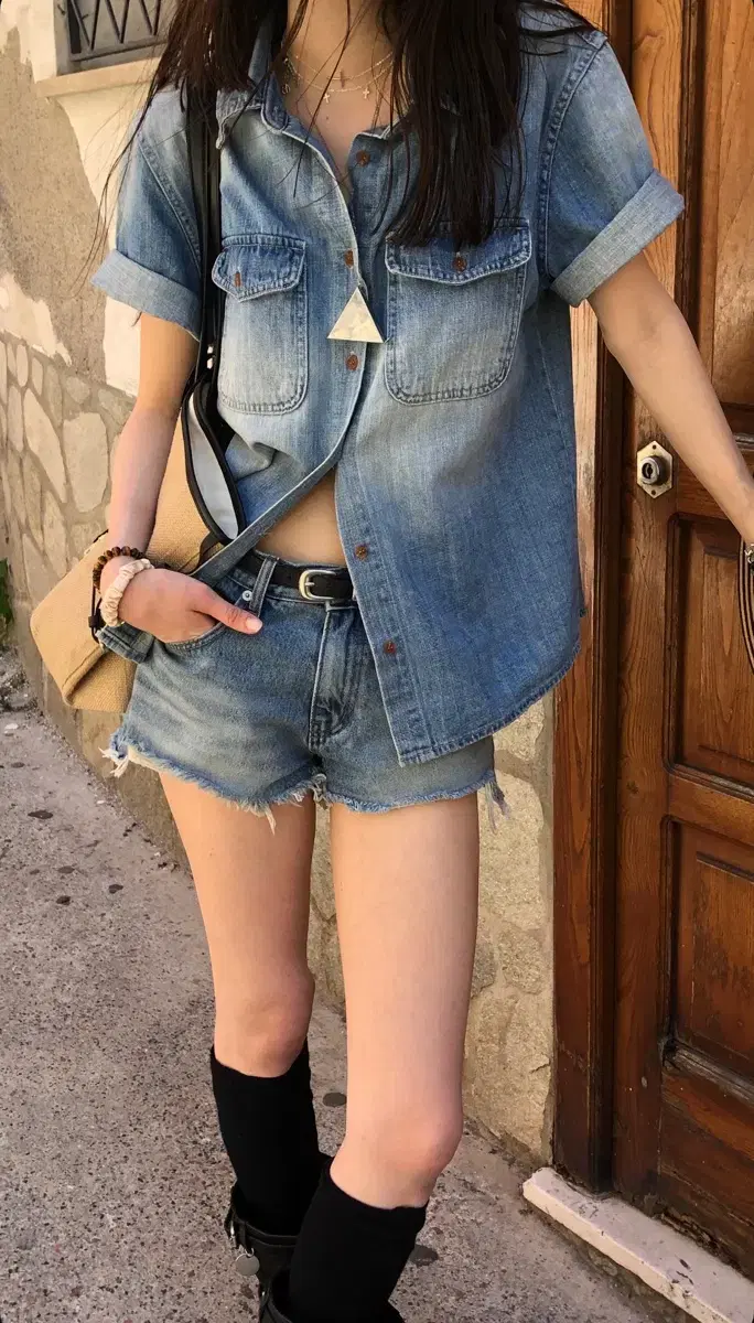 (새상품) 714center KITSCH DENIM SHORTS