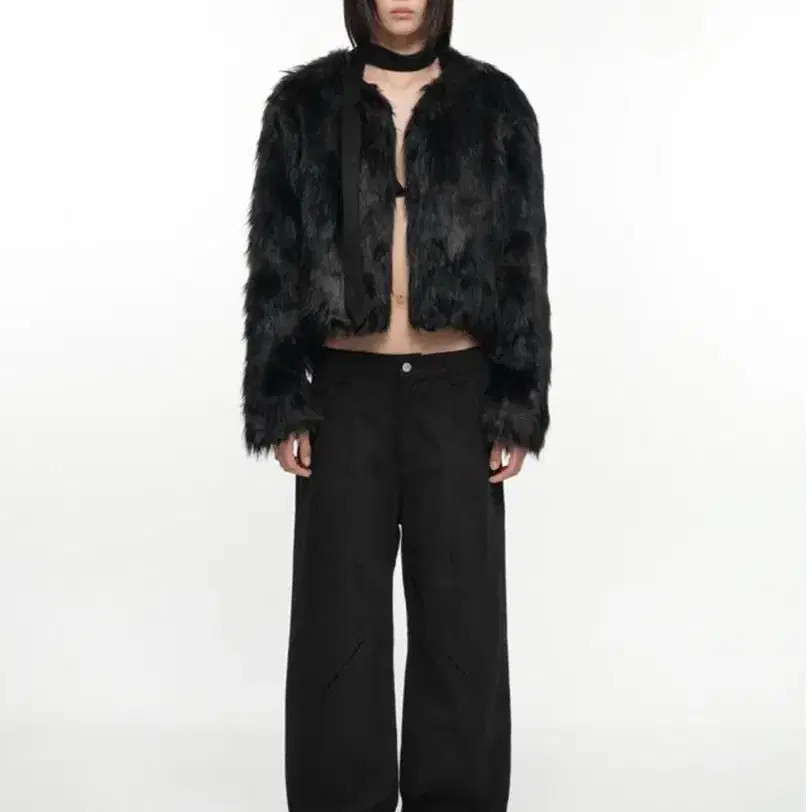 nache 나체 퍼자켓 jacquard faux fur jacket