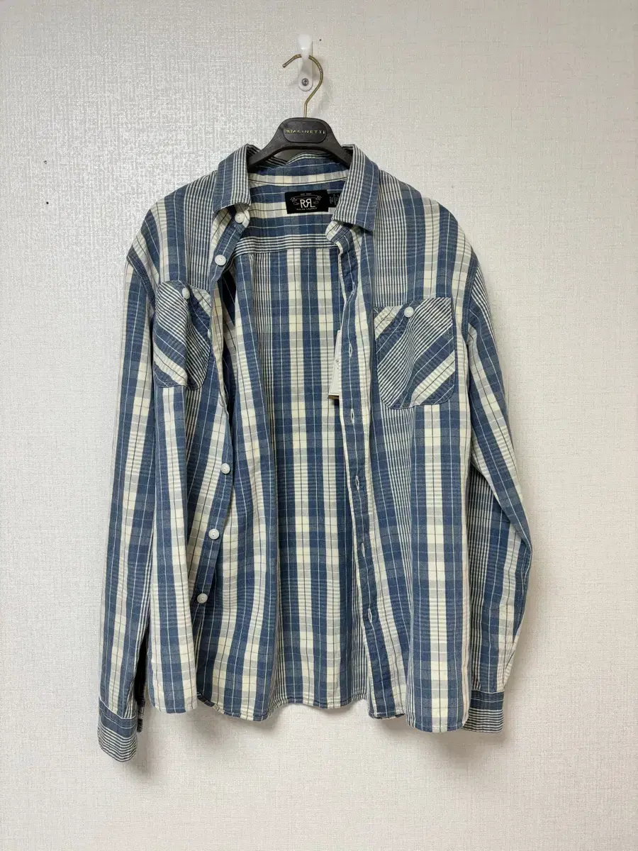 [New] RRL Indigo Plaid Cotton and Linen Workshirt Size M