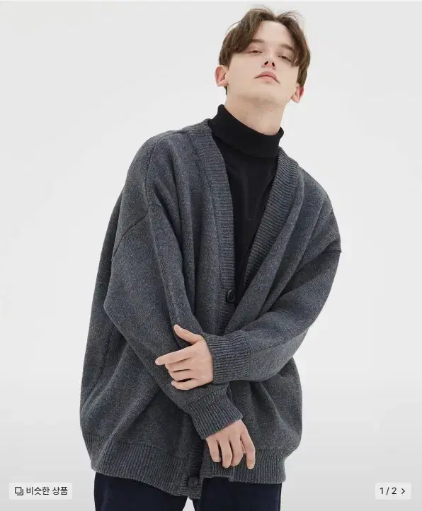 Comfagno Heavy Overfit Lambswool Cardigan Charcoal