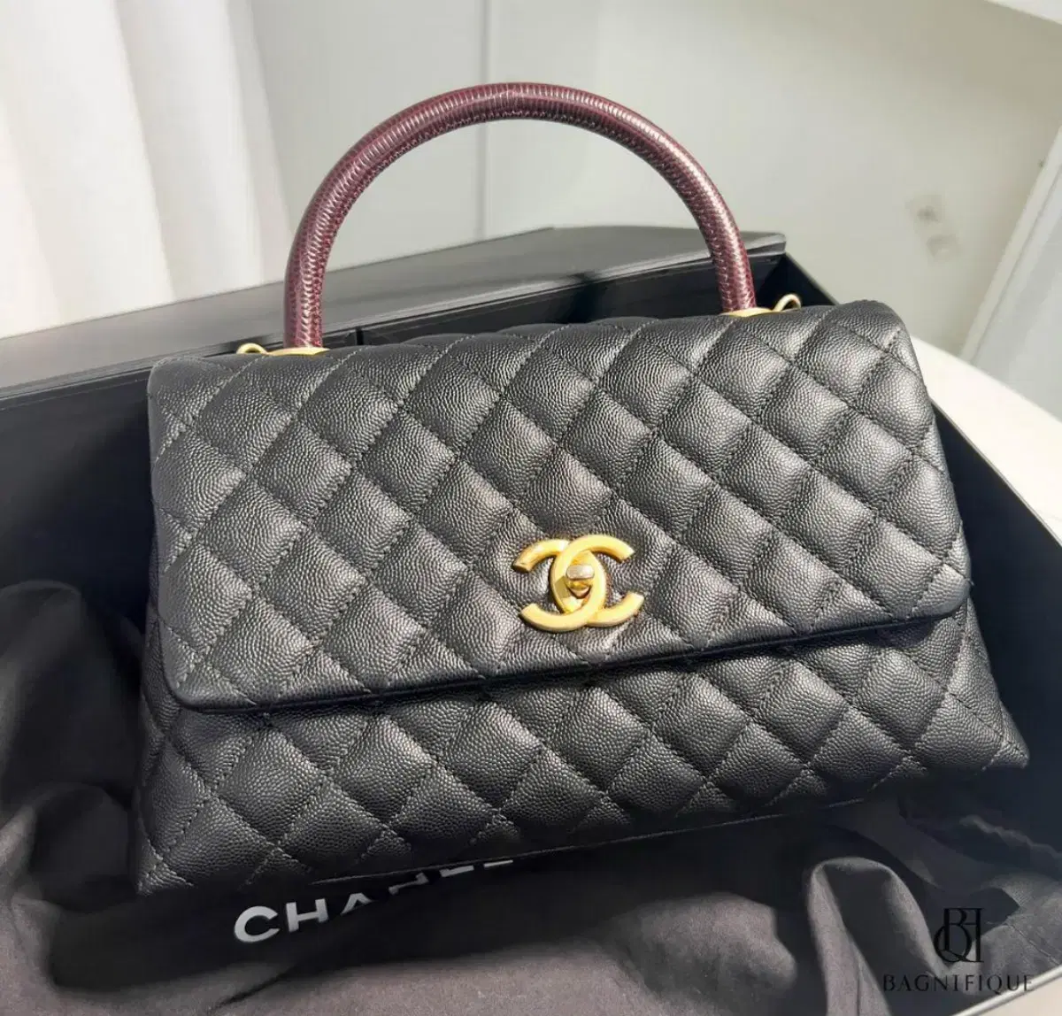 Full Set Chanel Cocohandle Keum Caviar Black