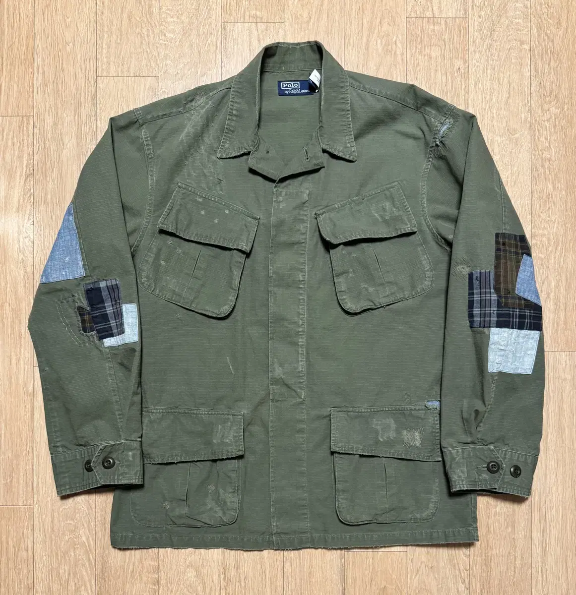 Polo Ralph Lauren 24SS Distressed Ripstop Shirt in Jungle Fertig Jacket, M