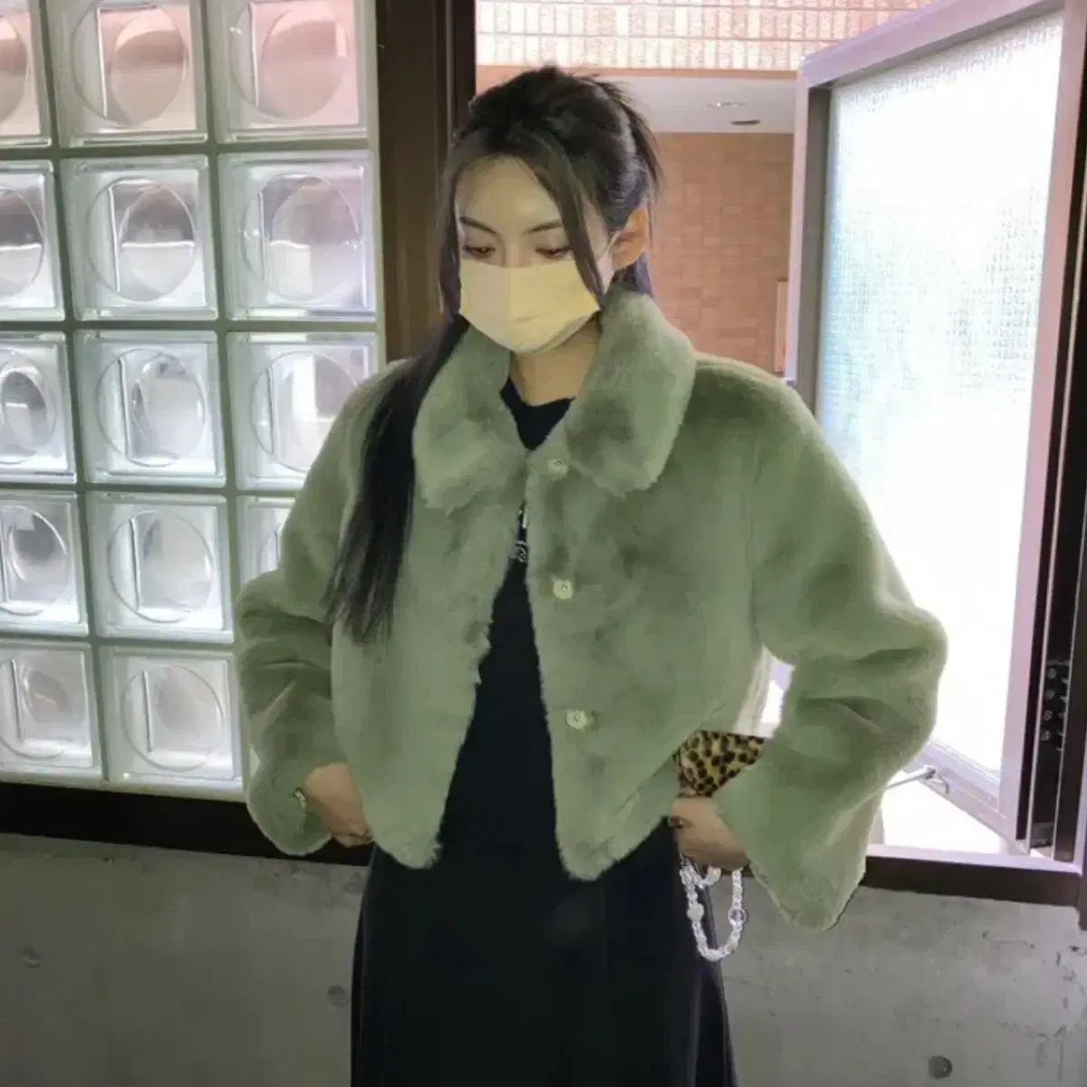 루루서울 Pudding Fur Jacket(Matcha Green)