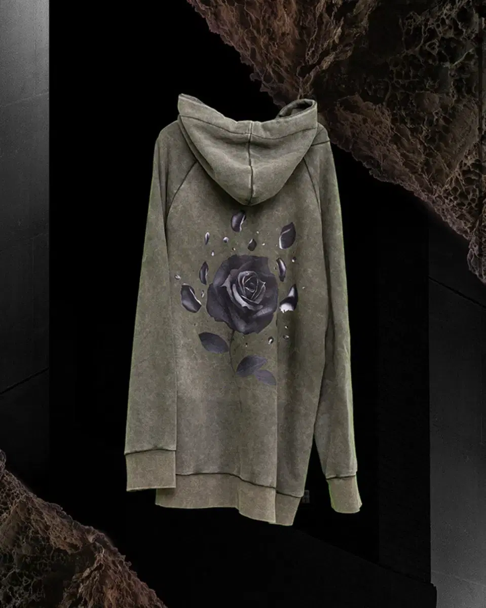 Exotic Stone Wash Rose Hooded Khaki