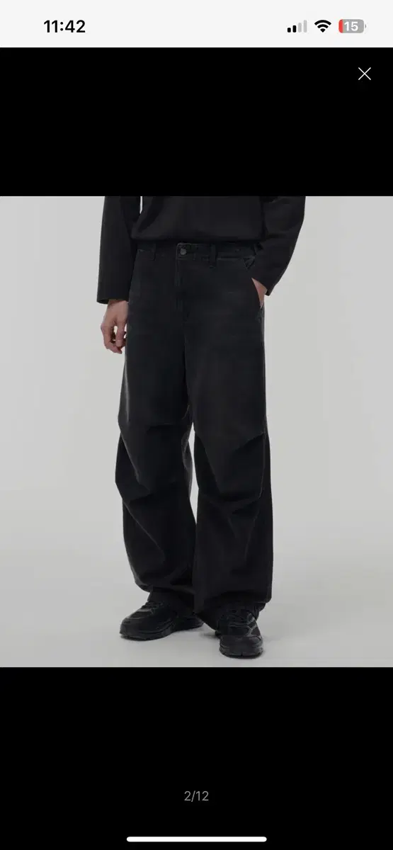 Denim Parachute Trousers Washed Black Unstructured Gentlemen's Standard