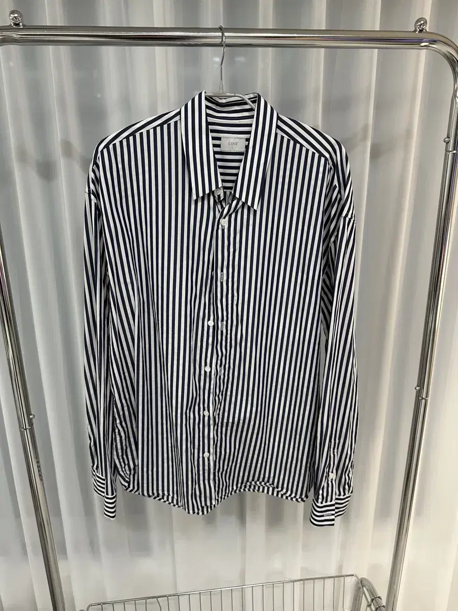 Coor Overfit Striped Shirt Navy L