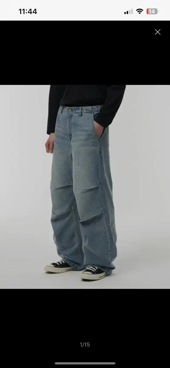 Denim Parachute Trousers Sky bloo Unisex Standard Unisex