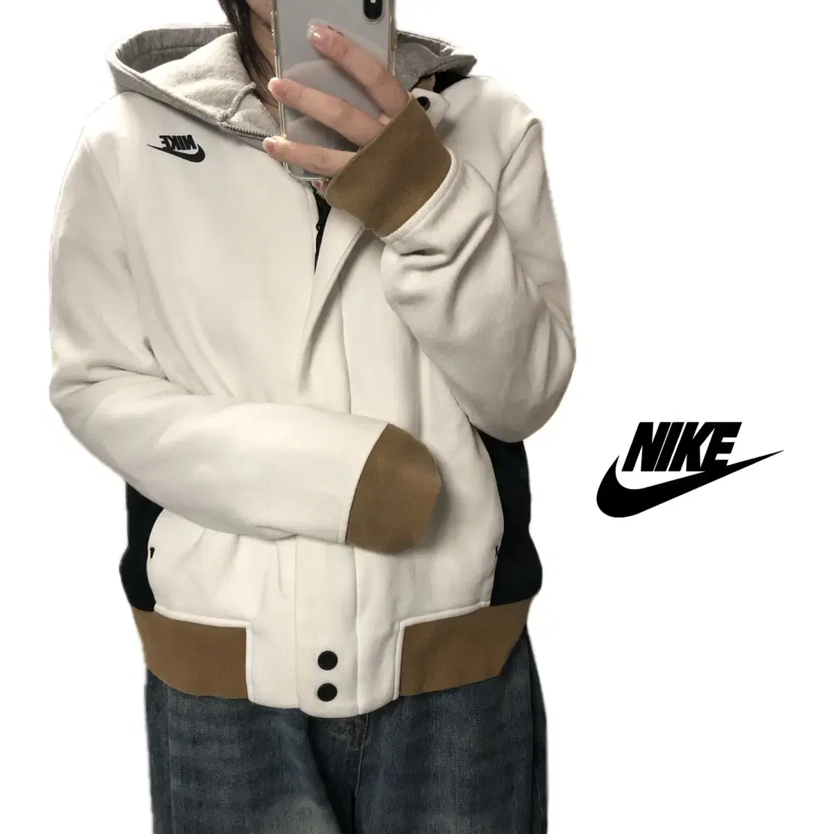 Nike White Cotton Varsity L