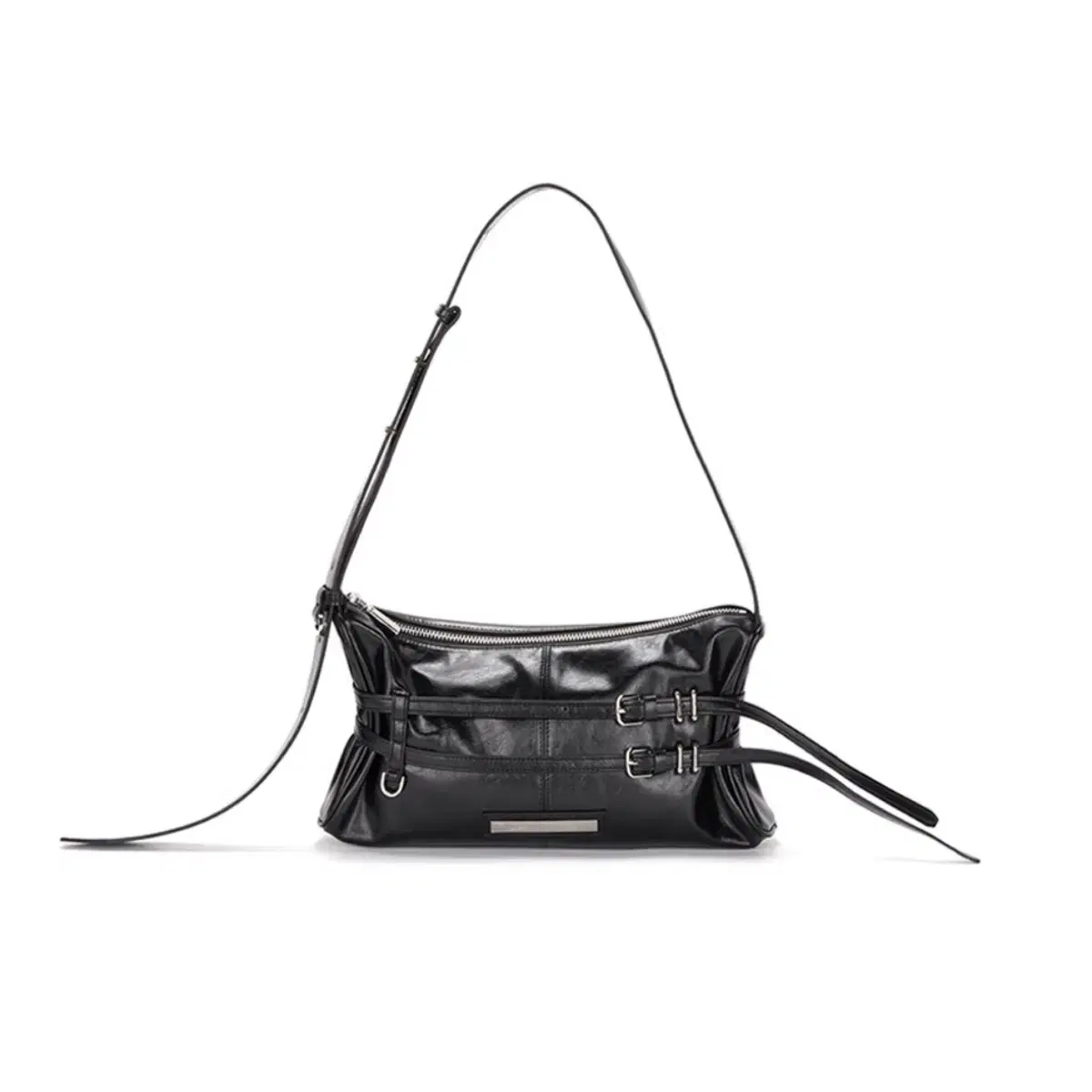 마뗑킴 DOUBLE BELTED STRAP MINI BAG BLACK