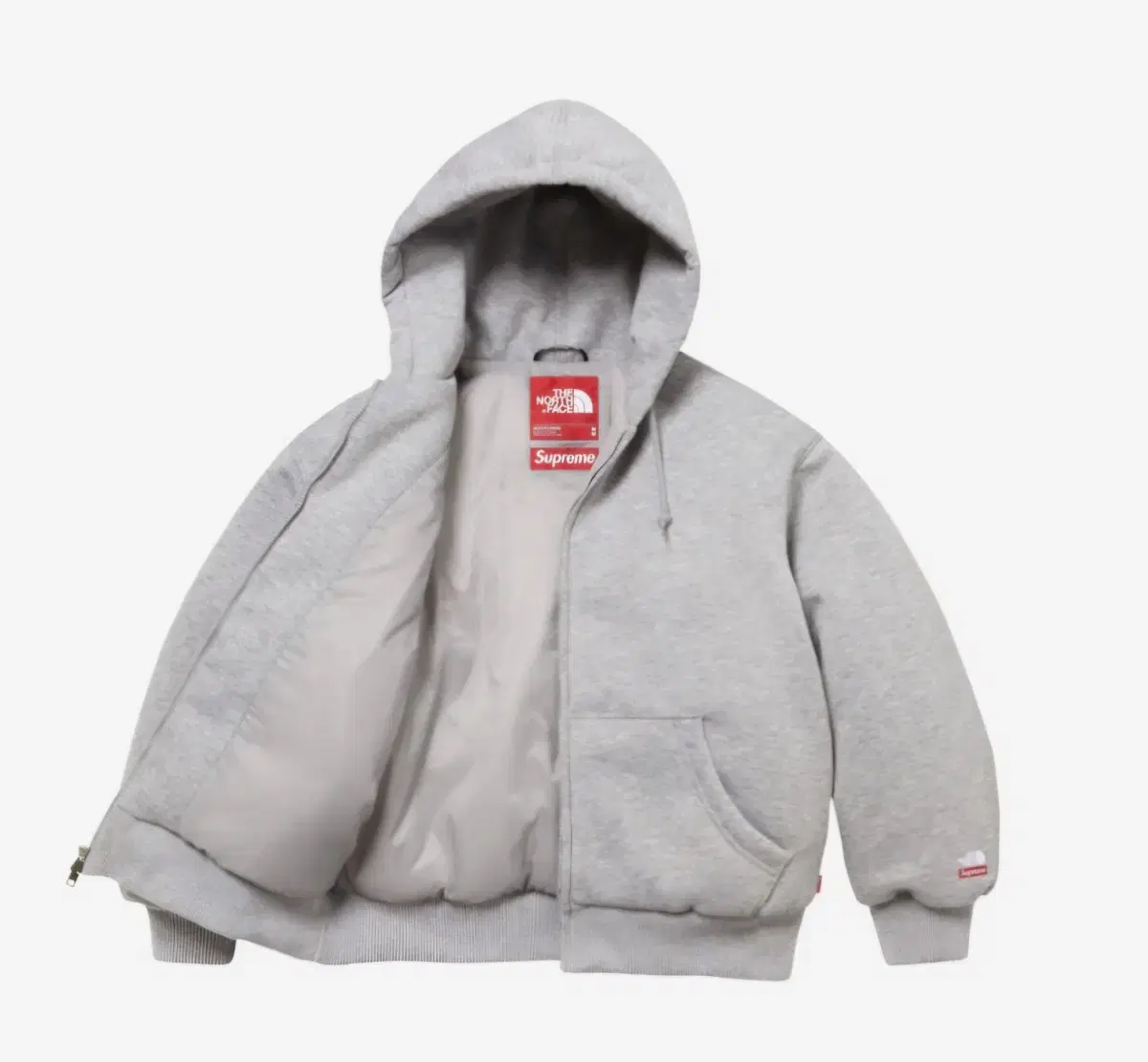 [L] The Supreme North Face Zip-up Hooded Jacket Gray