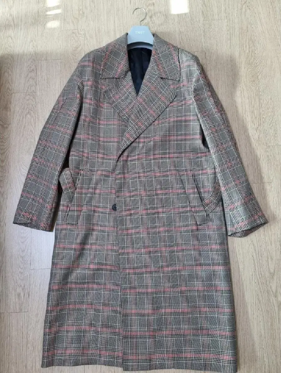 TNGT Semi-Oversized Wool-Blend Check Coat 105