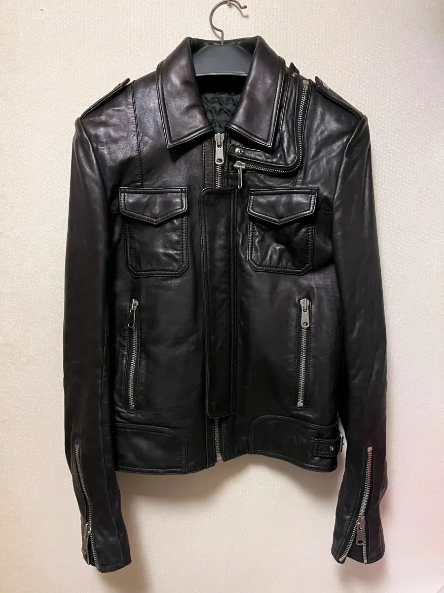 Studded Homme Eddie eunji zipper leather jacket size 46