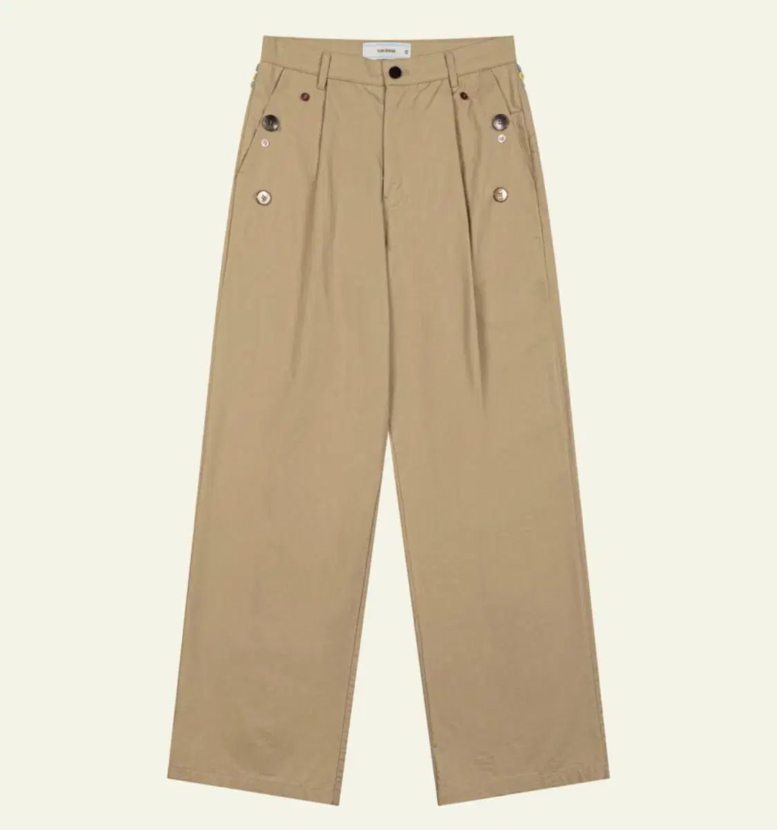 Waviness Multi-Button Cotton Trousers Size 3 Beige