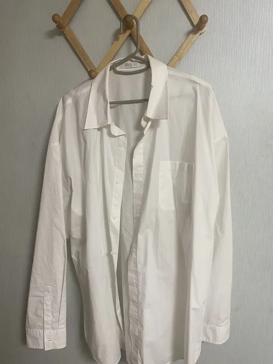 Drawstring shirt in white fei paper cotton overfit XL