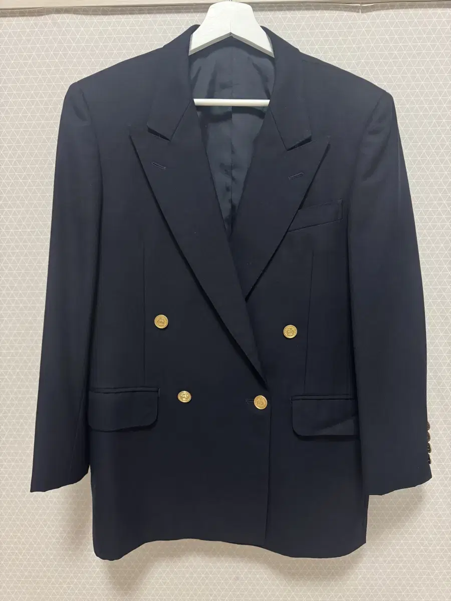 Burberry Navy Keum Double-breasted Blazer Jacket for sale