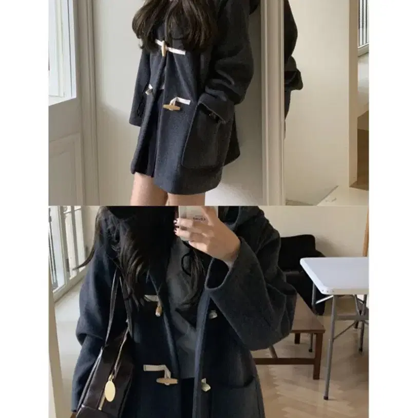 에프알알더블유 Hooded Duffle Half Coat 민트블루