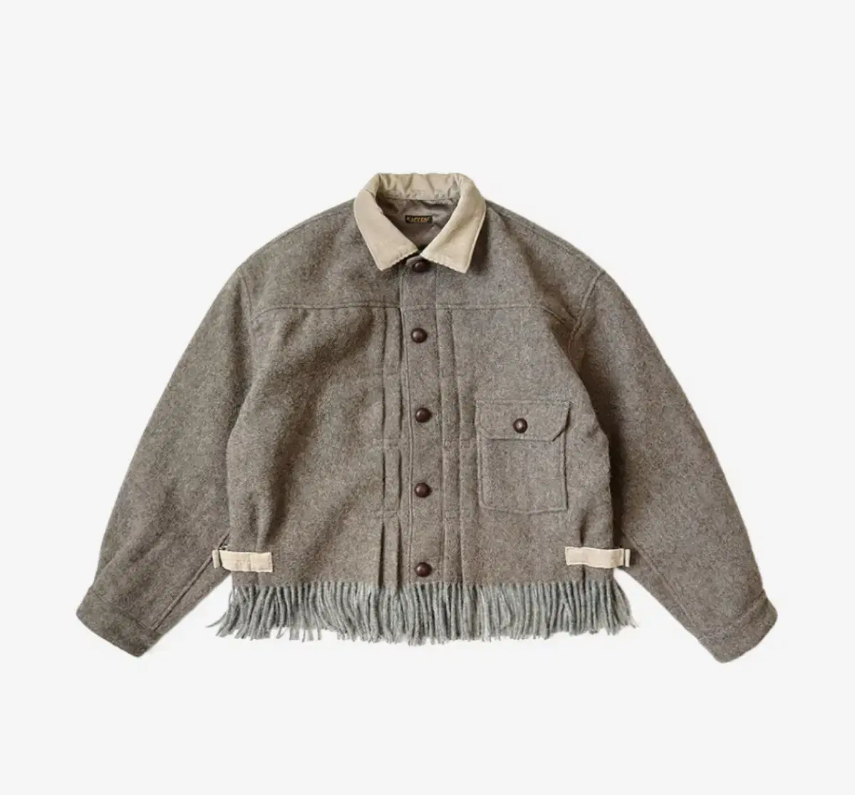 [3] Capital Herringbone Wool Fringe 1st Jacket Beige