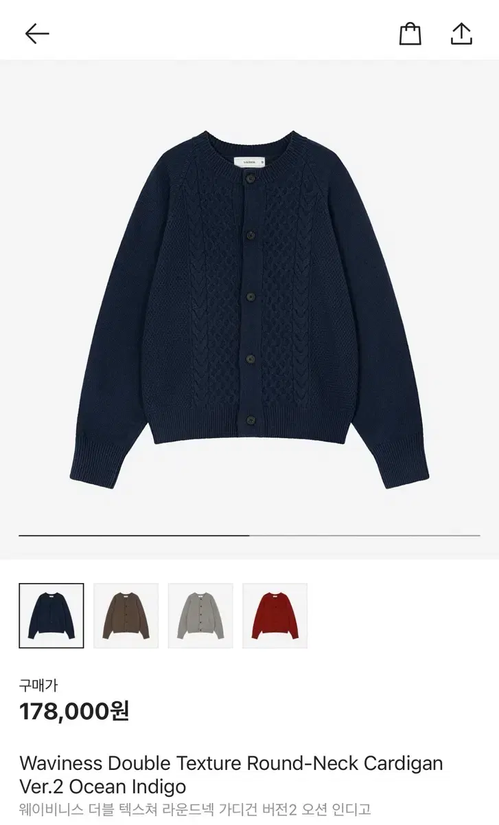 Waviness Double Textured Cardigan Ocean Indigo 2