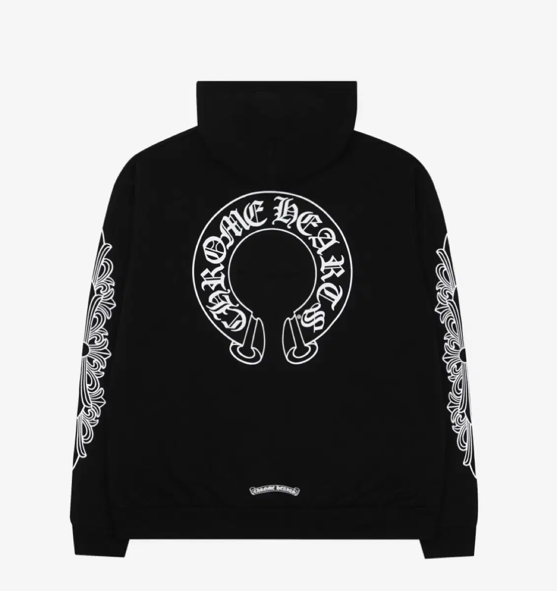 [L] Chrome Hearts Horseshoe Floral Hoodie Zip-Up Black