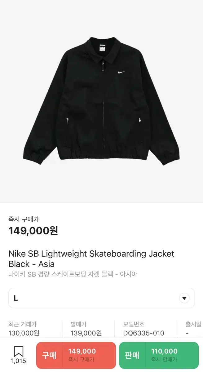 Nike SB Skateboarding Jacket Black L