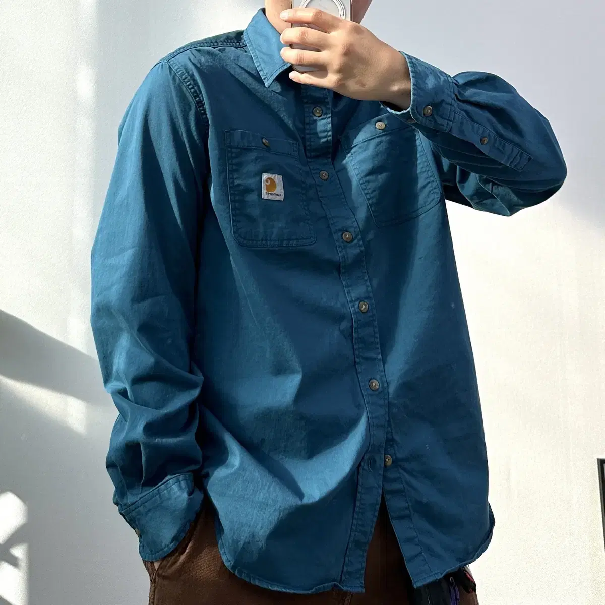 Calhart Two-Pocket Cotton Workshirt Marine Bloo L